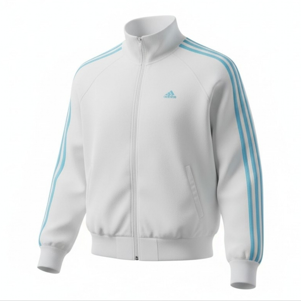 Vintage adidas track jacket, white adidas, adidas windbreaker, sportwear, size L